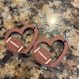 Football heart dangle earrings
